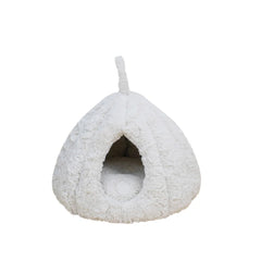 Plush Teardrop Shaped Cat Cave Bed with Mat