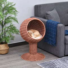 Woven Rattan Elevated Pet Bed for Cats and Small Dogs