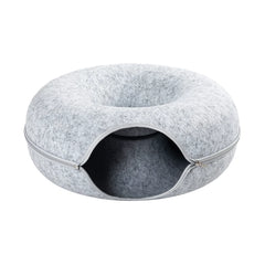 Large Gray Cat Tunnel Bed