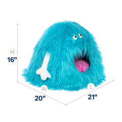 Playful Blue Monster Shaped Plush Cat Bed