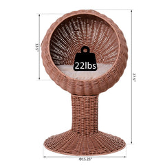 Woven Rattan Elevated Pet Bed for Cats and Small Dogs